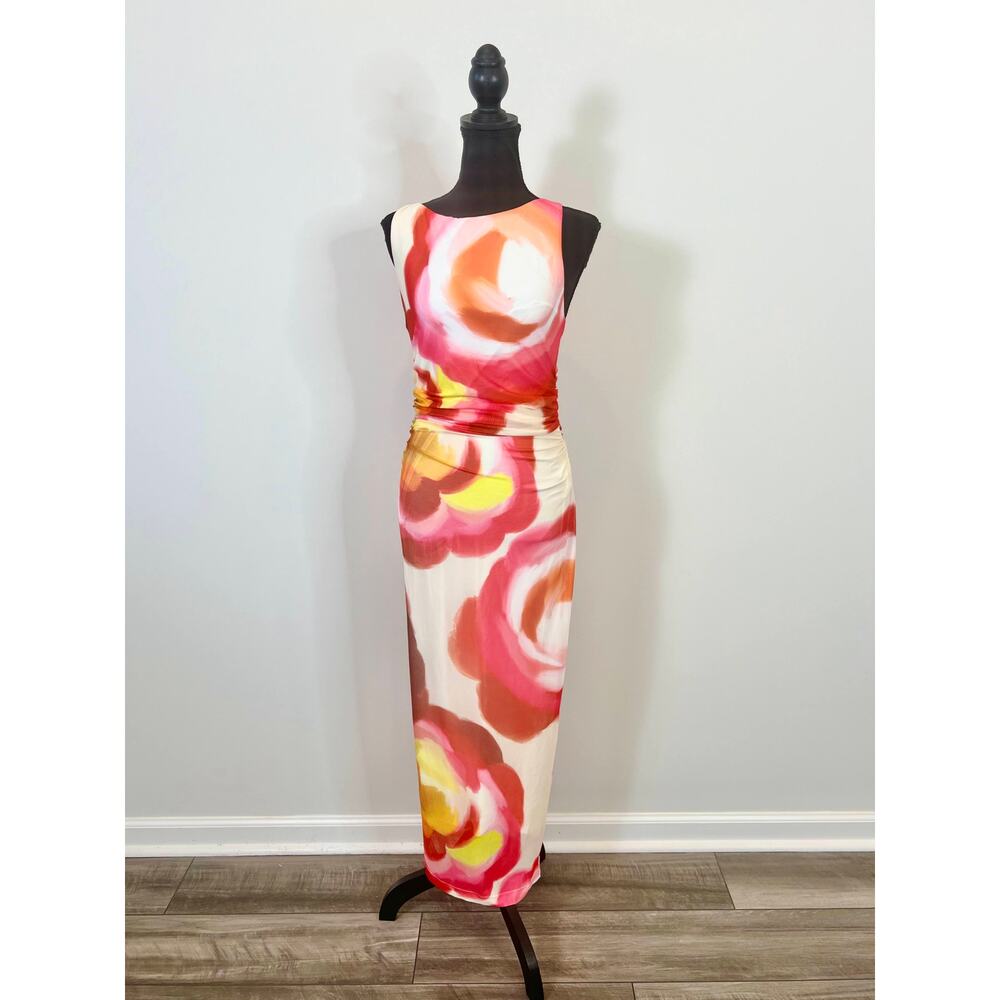 Amanda Uprichard Tiffany Dress Asteria Medium Midi Floral Colorful Lined Party - Picture 2 of 6